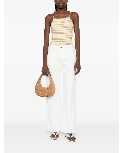 Dondup White Belt-Loop Button Jeans