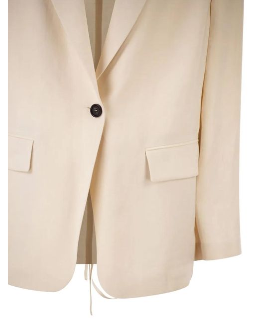 Brunello Cucinelli White Blazer À Taille Ceinturée