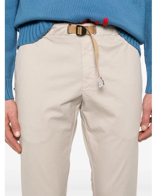 White Sand Natural Belted Chino Trousers for men