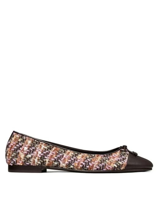 Tory Burch コントラストトゥ フラットシューズ Brown