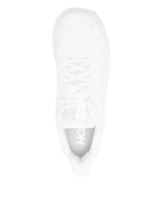 Hoka One One White Clifton 10 Logo-Detail Sneakers