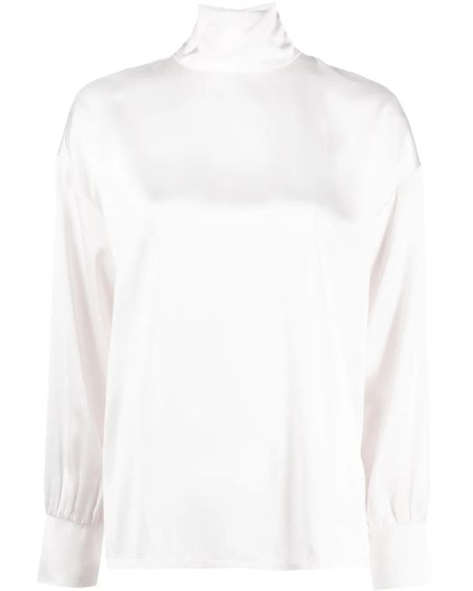 Fabiana Filippi ハイネック サテンブラウス White