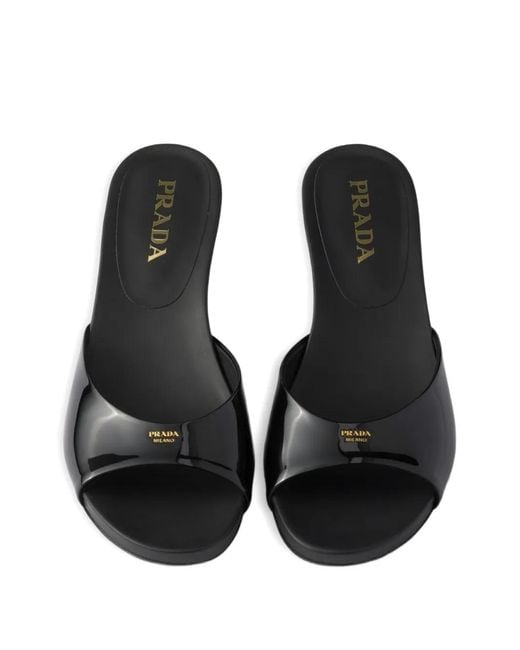 Prada Black 45Mm Leather Heeled Mules