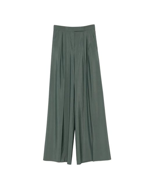 Max Mara Green Wool Wide-Leg Trousers