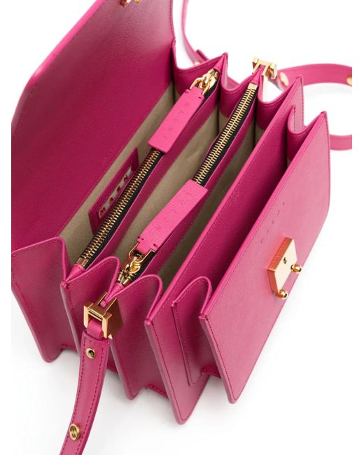 Marni Pink Trunk Medium Bag In Leather