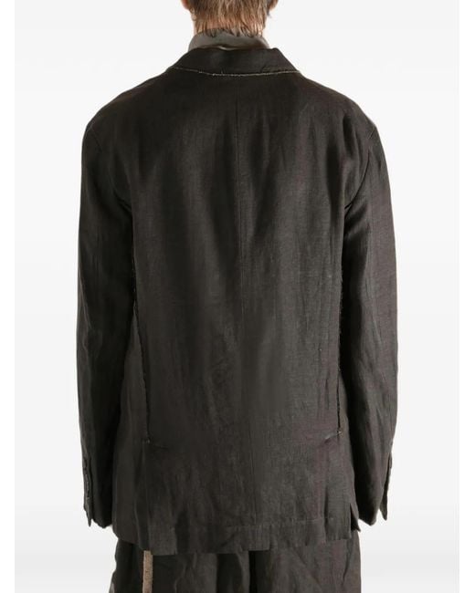 Ziggy Chen Black Raw-Cut Linen Blazer for men
