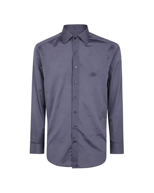 Etro Blue Embroidered Pegasus Shirt for men