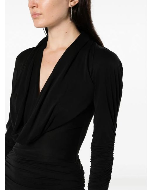 GAUGE81 Black Elos Draped Maxi Dress