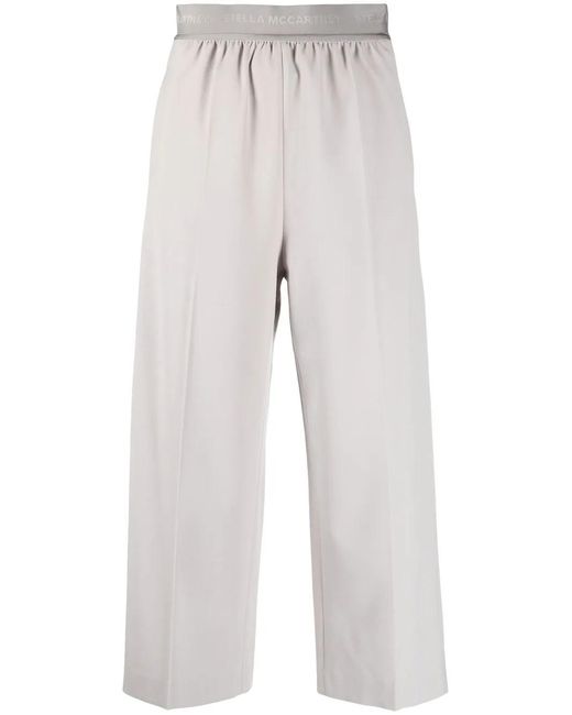 Stella McCartney Gray Cropped Wide-Leg Trousers
