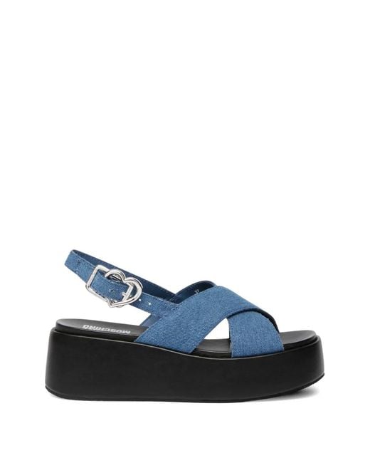 Love Moschino Blue Criss Cross Buckle Sandals