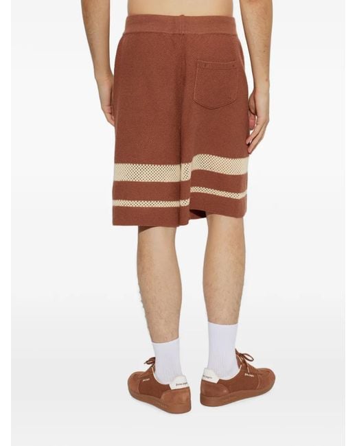 Palm Angels Brown Short En Maille À Rayures for men
