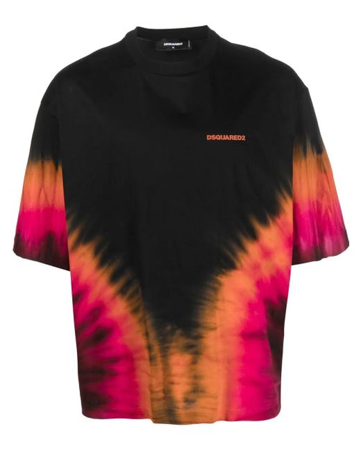 DSquared² Red Tie-Dye Logo-Print T-Shirt for men