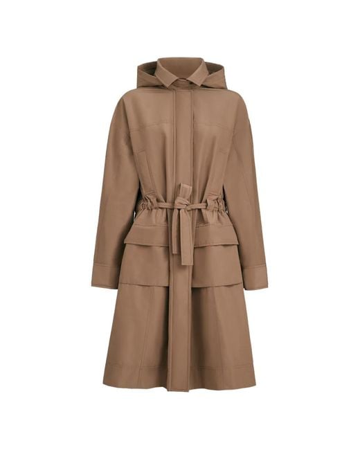 Brunello Cucinelli Brown Techno-Cotton Taffeta Coat With Detachable Hood And Shiny Zipper Pull