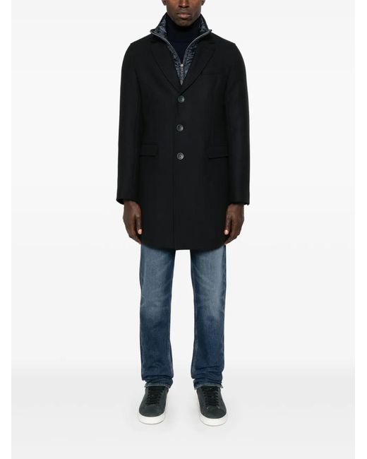 Herno Black Layered Coat for men