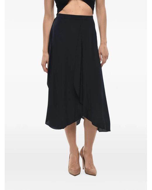 Stella McCartney Black Flared Silk-Crepe Midi Skirt