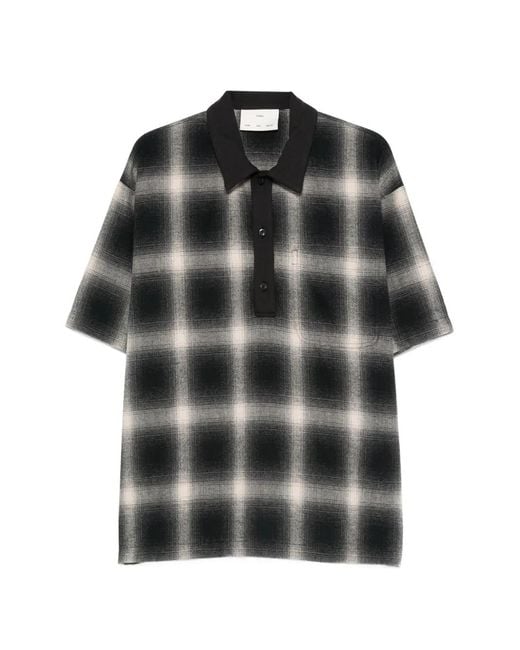 Song For The Mute Black Check-Pattern Short-Sleeve Polo Shirt for men
