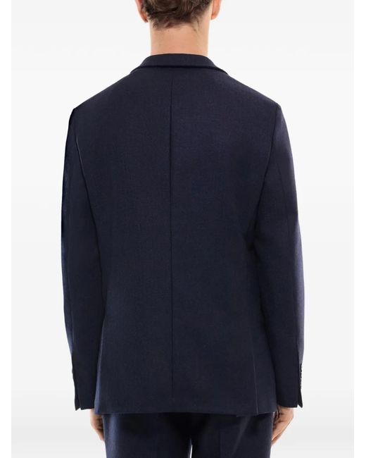 Fursac Blue Herringbone-Pattern Wool Blazer for men