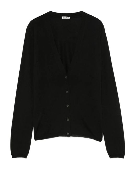 Miu Miu Black V-Neck Cardigan