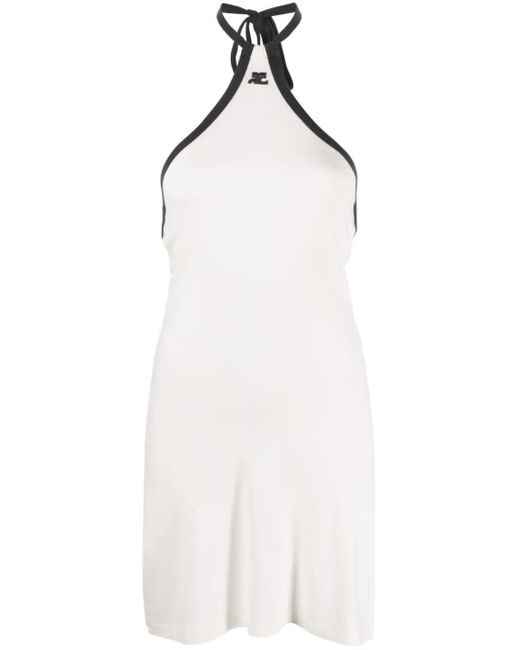 Courreges White Logo-Embroidered Cotton Minidress