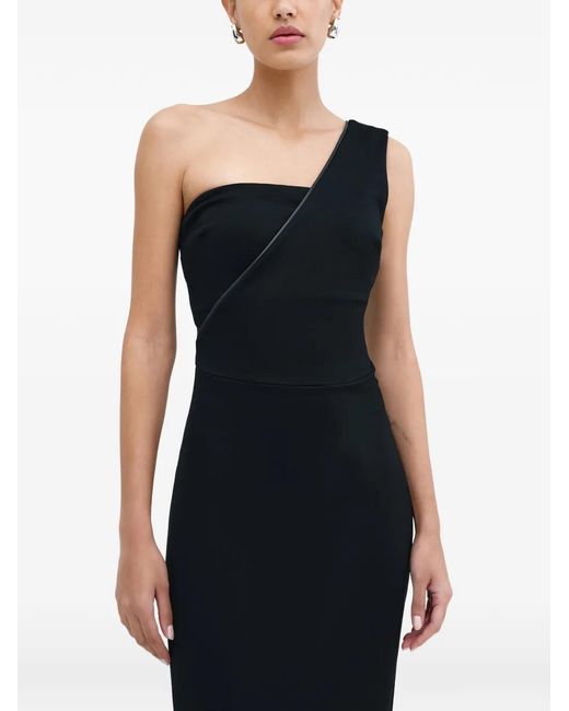 MARCELLA Black Nina One-Shoulder Midi Dress