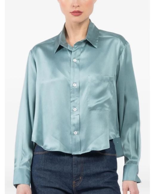 CISSA Blue Satin Pocket Shirt