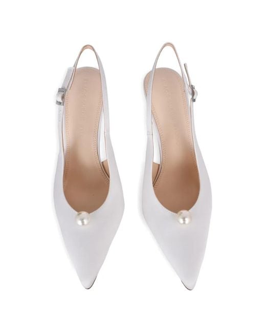 Black Suede Studio White Reina Point-Toe Slingback Pumps
