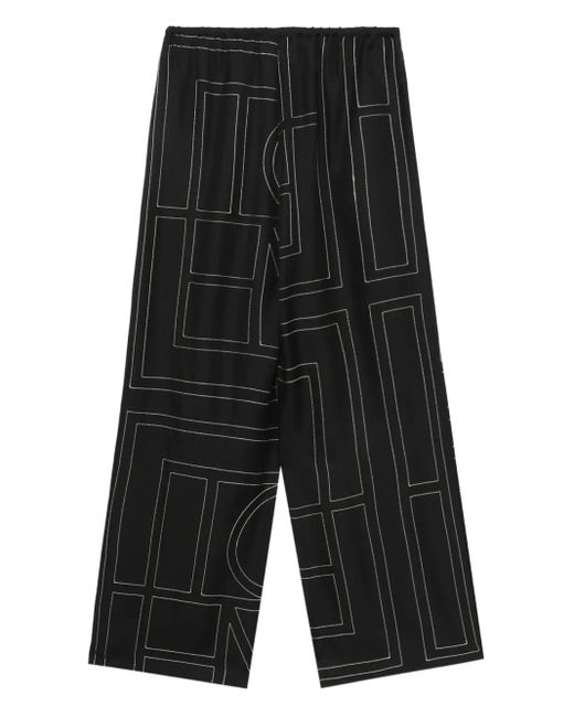 Totême  Black Geometrische Hose Mit Monogramm
