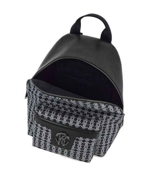 Roberto Cavalli Blue Monogram Mirror Snake Backpack for men