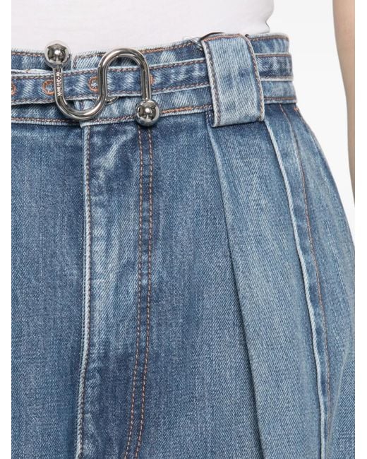 Sportmax Blue Pleated-Detail Cargo Jeans