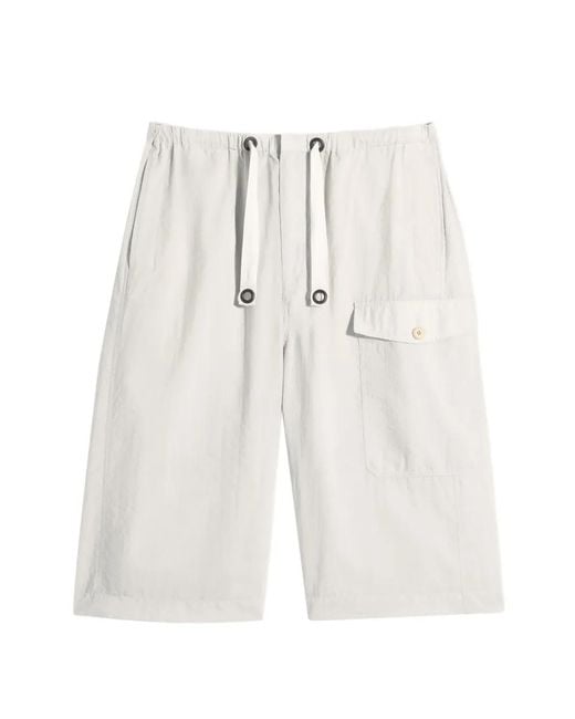 Lemaire White Cargo Easy Shorts for men