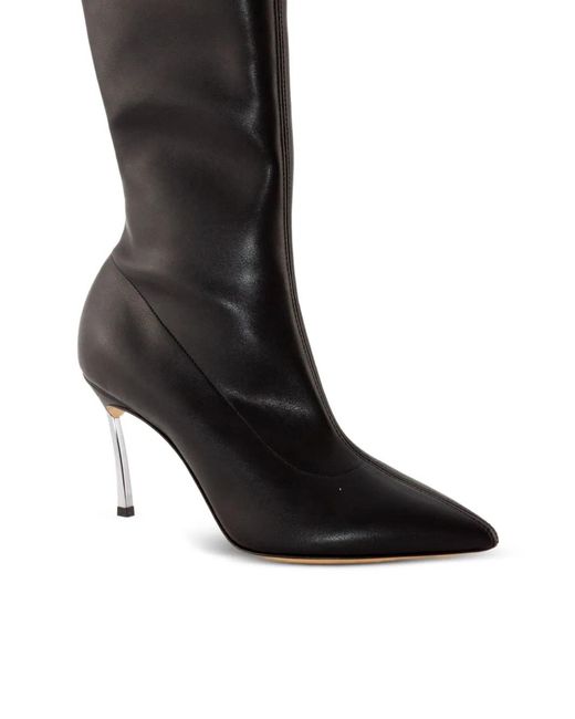 Casadei Black 80Mm Pointed-Toe Stiletto Boots