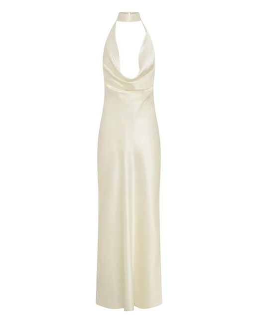 Vestido largo con cuello desbocado Nicholas de color White