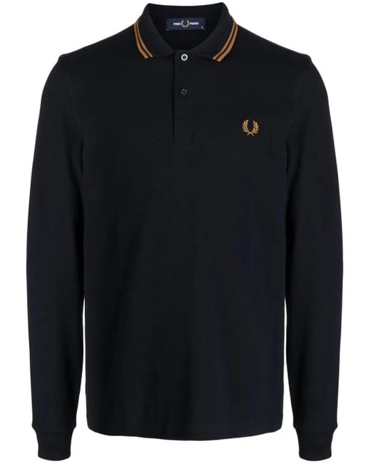 Fred Perry Blue Logo-Embroidered Cotton Polo Shirt for men