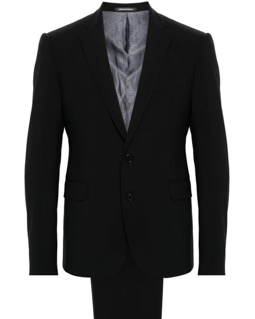 Emporio Armani Black Notched-lapels Single-breasted Suit for men