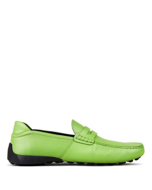 Tod's Green Loafers In Leather
