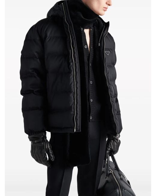 Prada Black Cropped Re-Nylon Down Jacket for men
