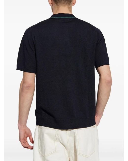 Paul Smith Black Merino-Wool Polo Shirt for men