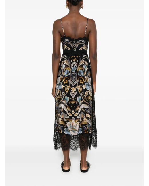 Farm Rio Black Kleid mit Snake Garden-Print