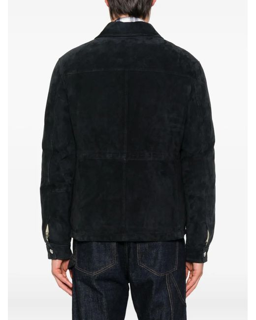 Eleventy Black Flap-Pockets Suede Jacket for men