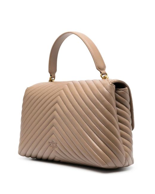 Pinko Natural Large Handbag Lady Love Bag Puff Chevron