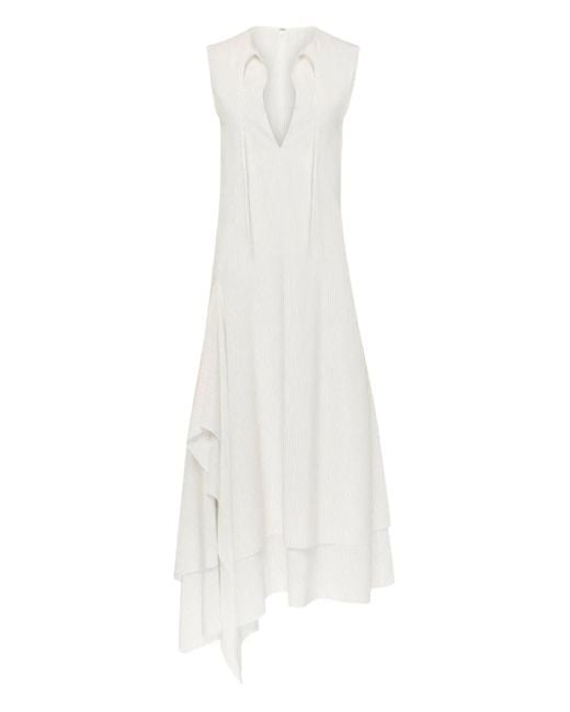 J.W. Anderson White Gerüschtes Kleid Mit Schleifenkragen