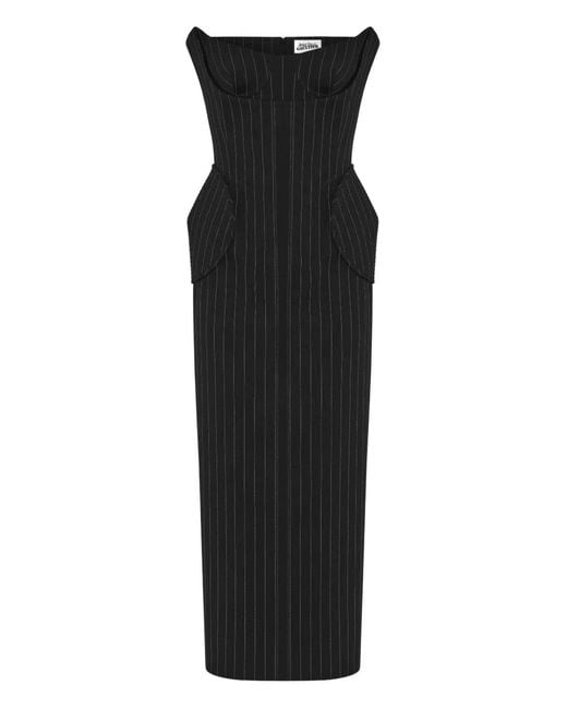 Jean Paul Gaultier Black Pinstripe Midi Dress