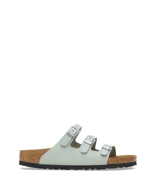 Birkenstock White Florida Buckle-Fastening Sandals