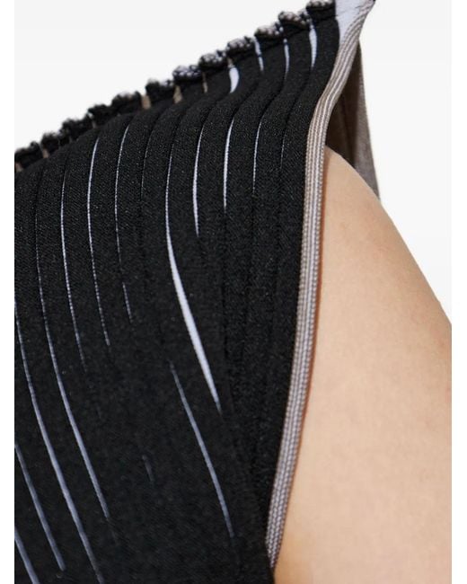 Issey Miyake Black Striped Pleated Top