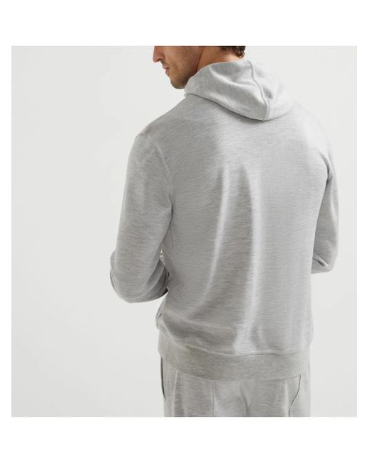 Brunello Cucinelli Hoodie Aus Frottee in Gray für Herren