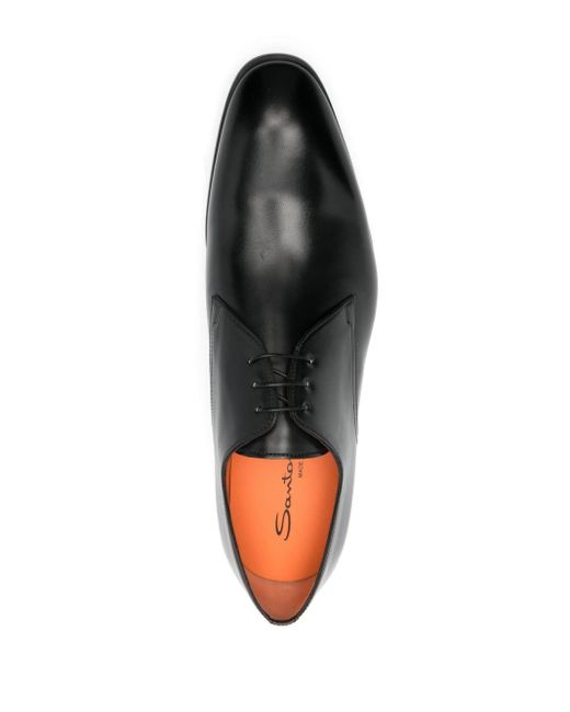 Santoni Black Round-toe Leather Oxford Shoes for men