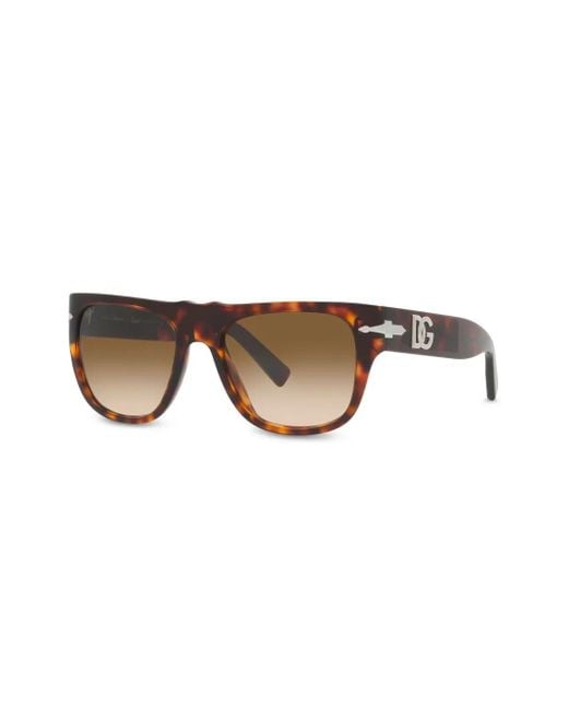 Persol Brown Tortoiseshell Rectangle-Frame Sunglasses