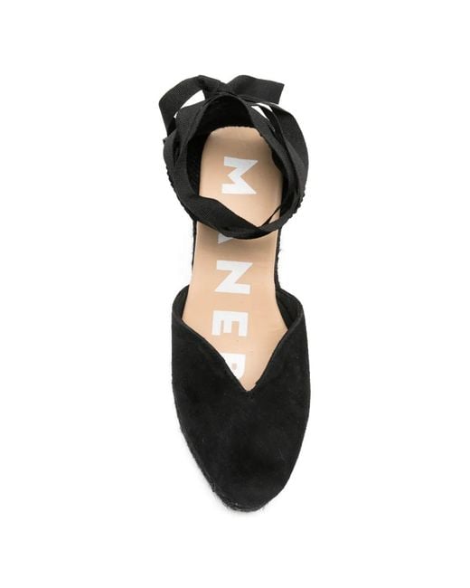 Manebí Black Suede Wedge Espadrilles