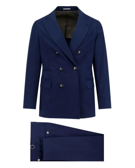 Traje Leisure con doble botones Brunello Cucinelli de hombre de color Blue
