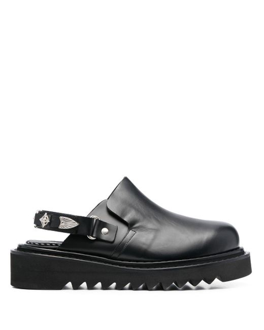Toga Virilis Black Chunky Leather Sandals for men
